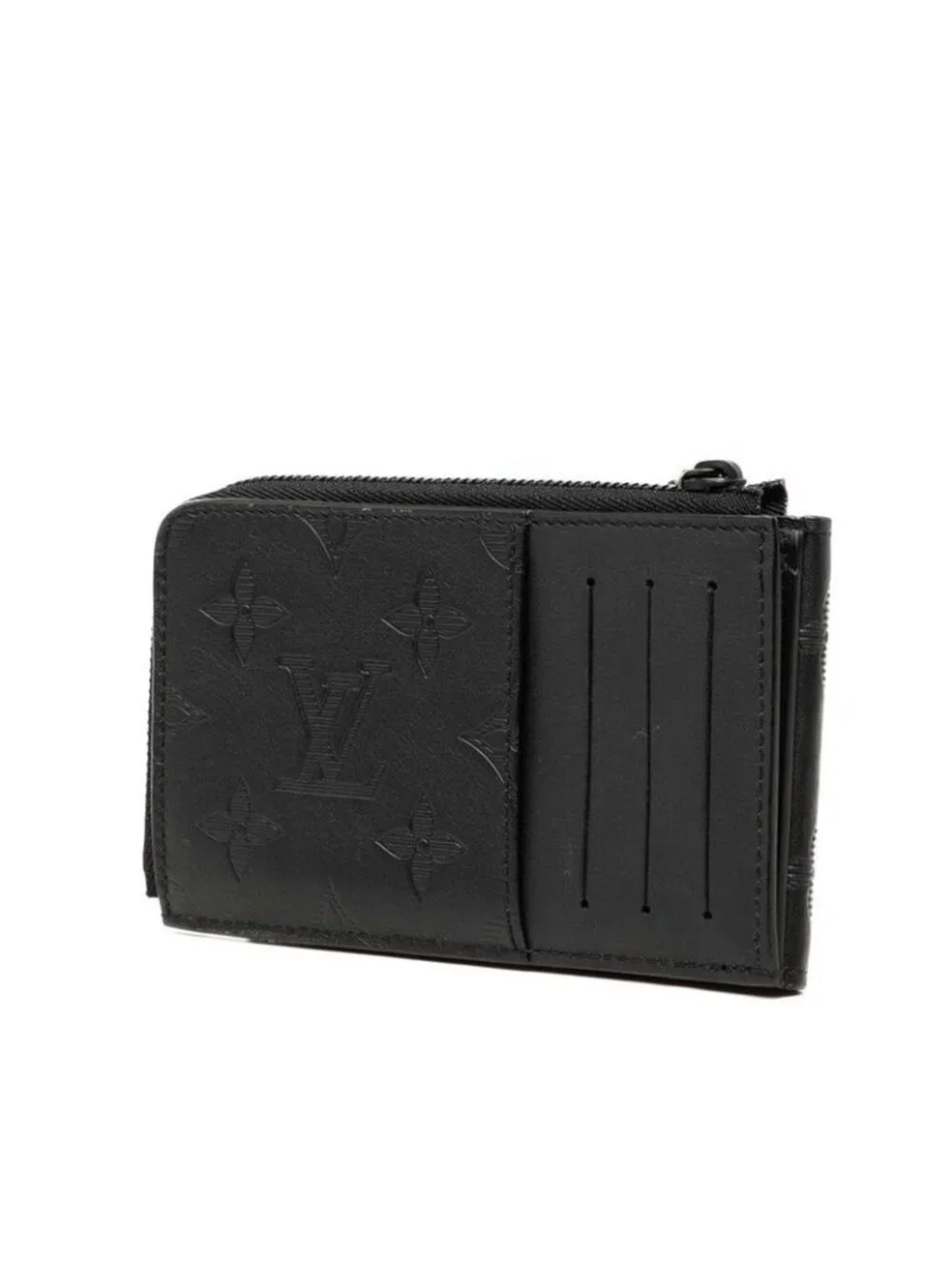Louis Vuitton Monogram Shadow Hybrid Wallet Bifold Compact Noir Black Leather